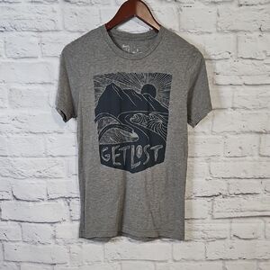 Woosah Get Lost Mountain Graphic Gray T-Shirt